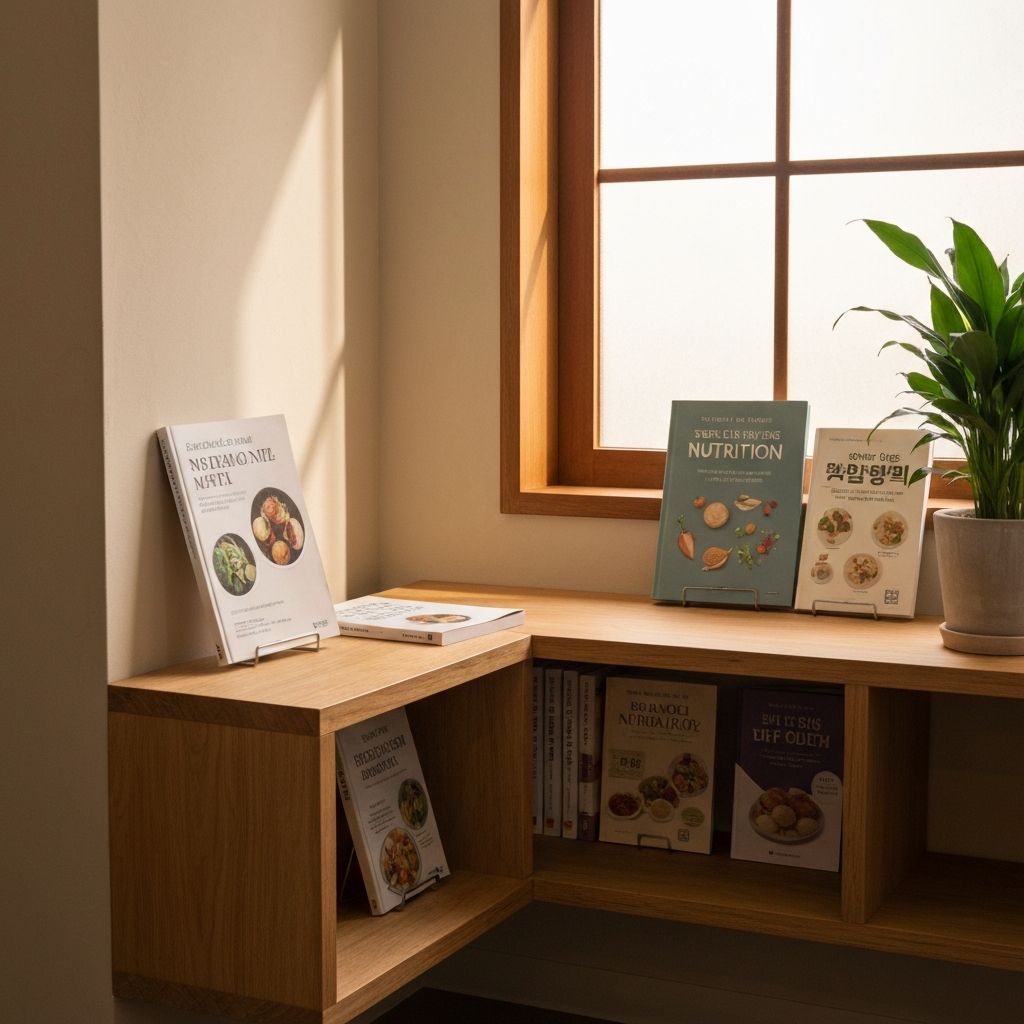 Educational reading environment with books and plants