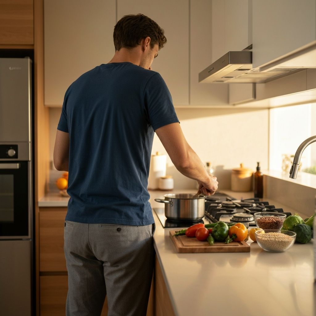 Person preparing healthy meal in kitchen