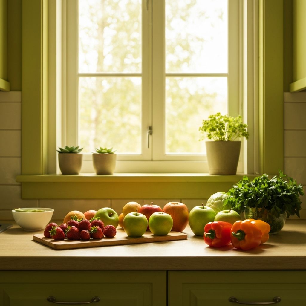 Morning kitchen with natural ingredients